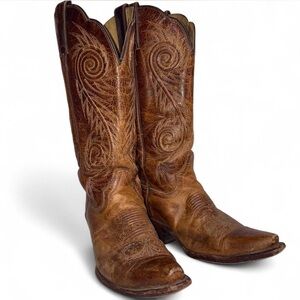 Justin Cowboy Brown Leather Western Boots